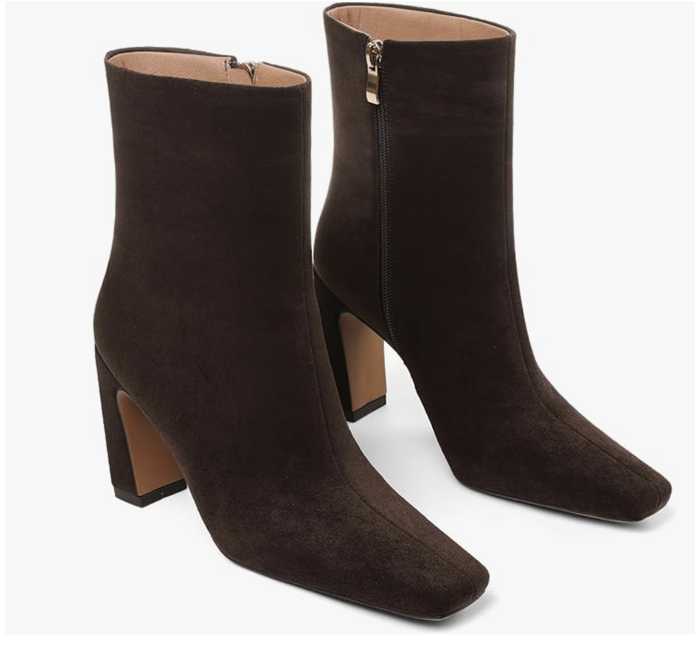 Chunky Heel Square Toe Heeled Boots