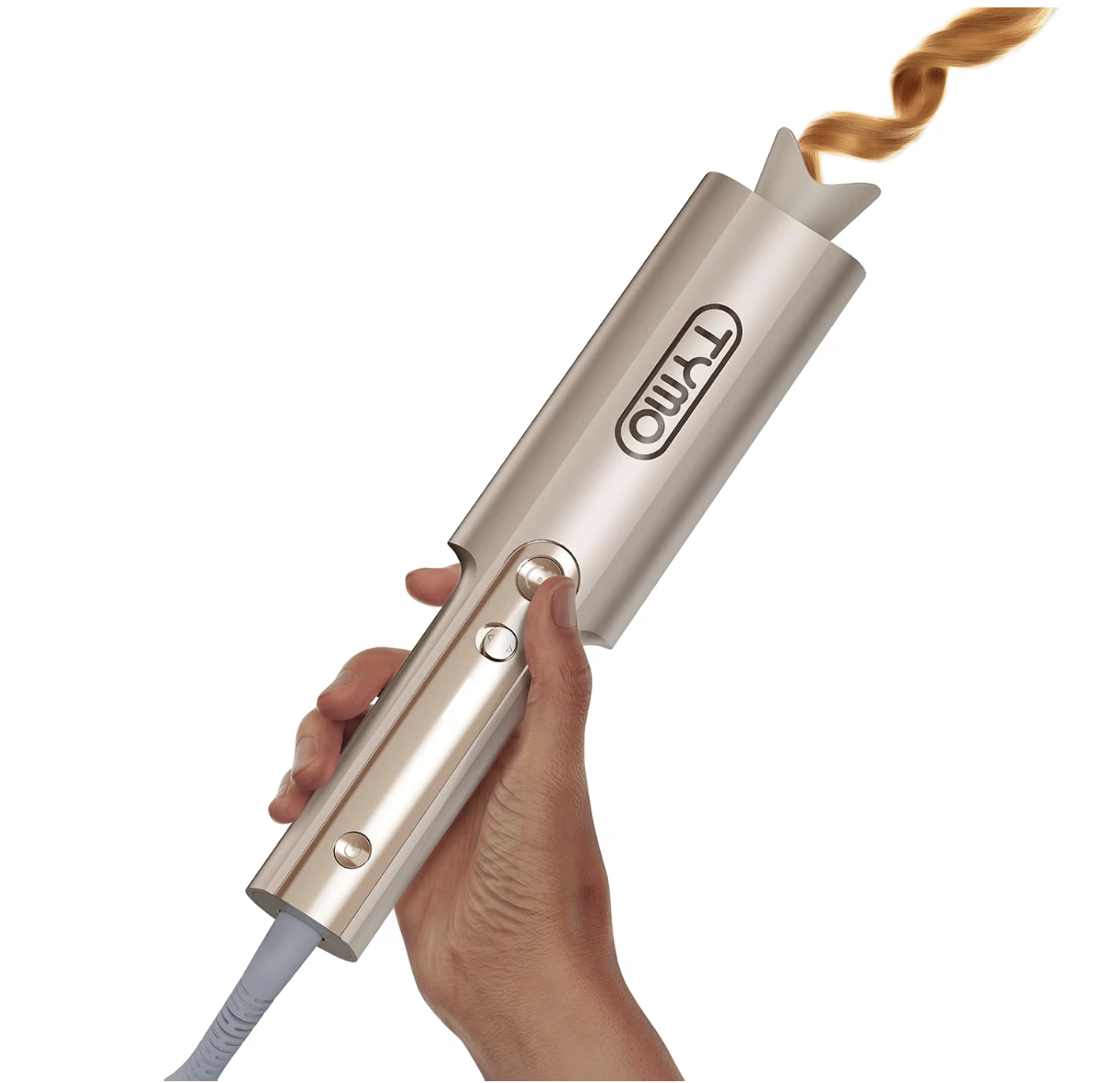 Gold TYMO CurlPro Plus automatic curling iron with a long one-inch barrel