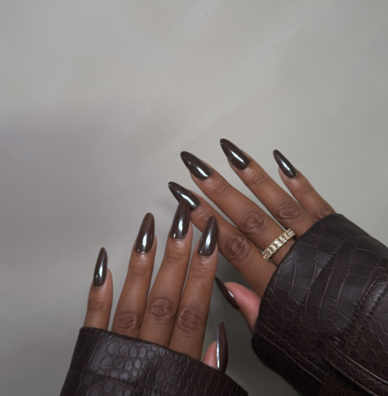 September nail idea featuring espresso glazed nails