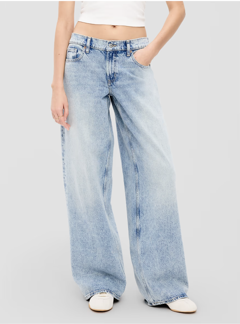Tall: full-length wide-leg jeans styled for fall, featured in an Autum Love guide