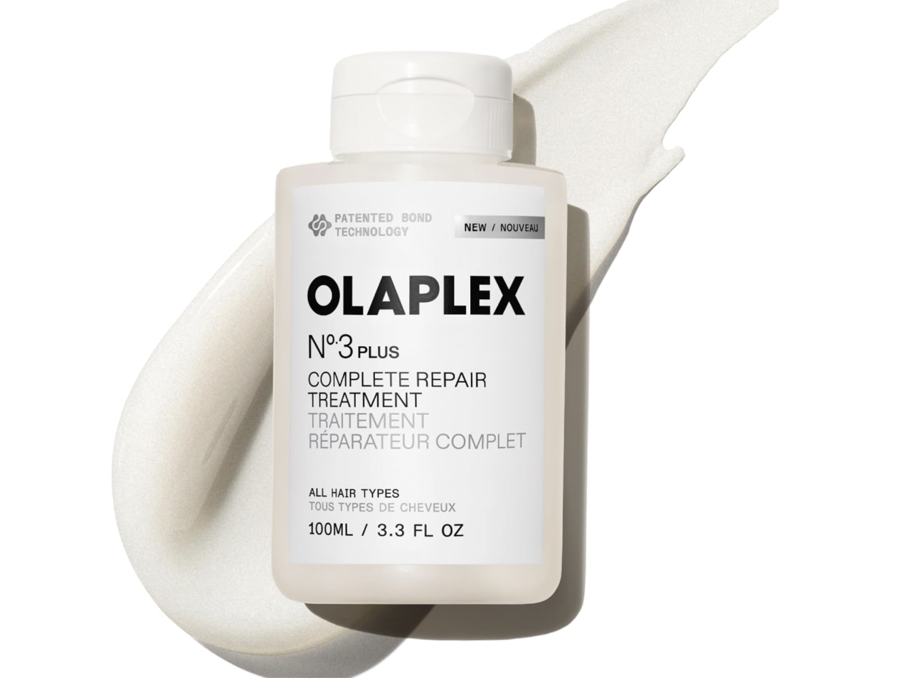 Olaplex No. 3 Hair Perfector pre-shampoo bond-building treatment bottle.