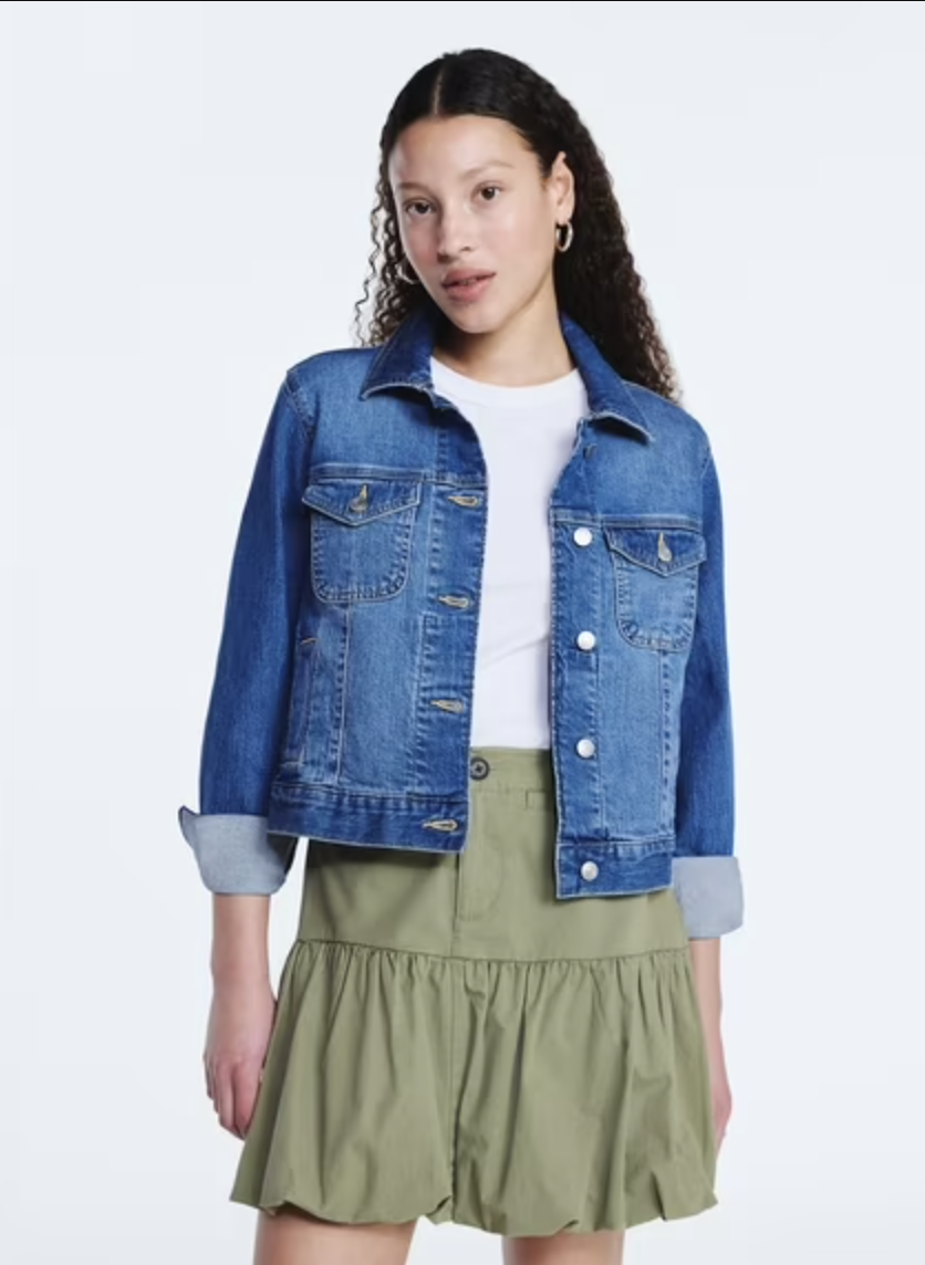 Free Assembly cropped denim jacket for women at Walmart