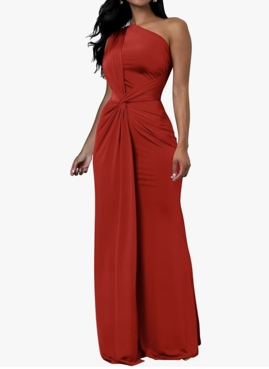 One Shoulder Bodycon Evening Cocktail Maxi Dress