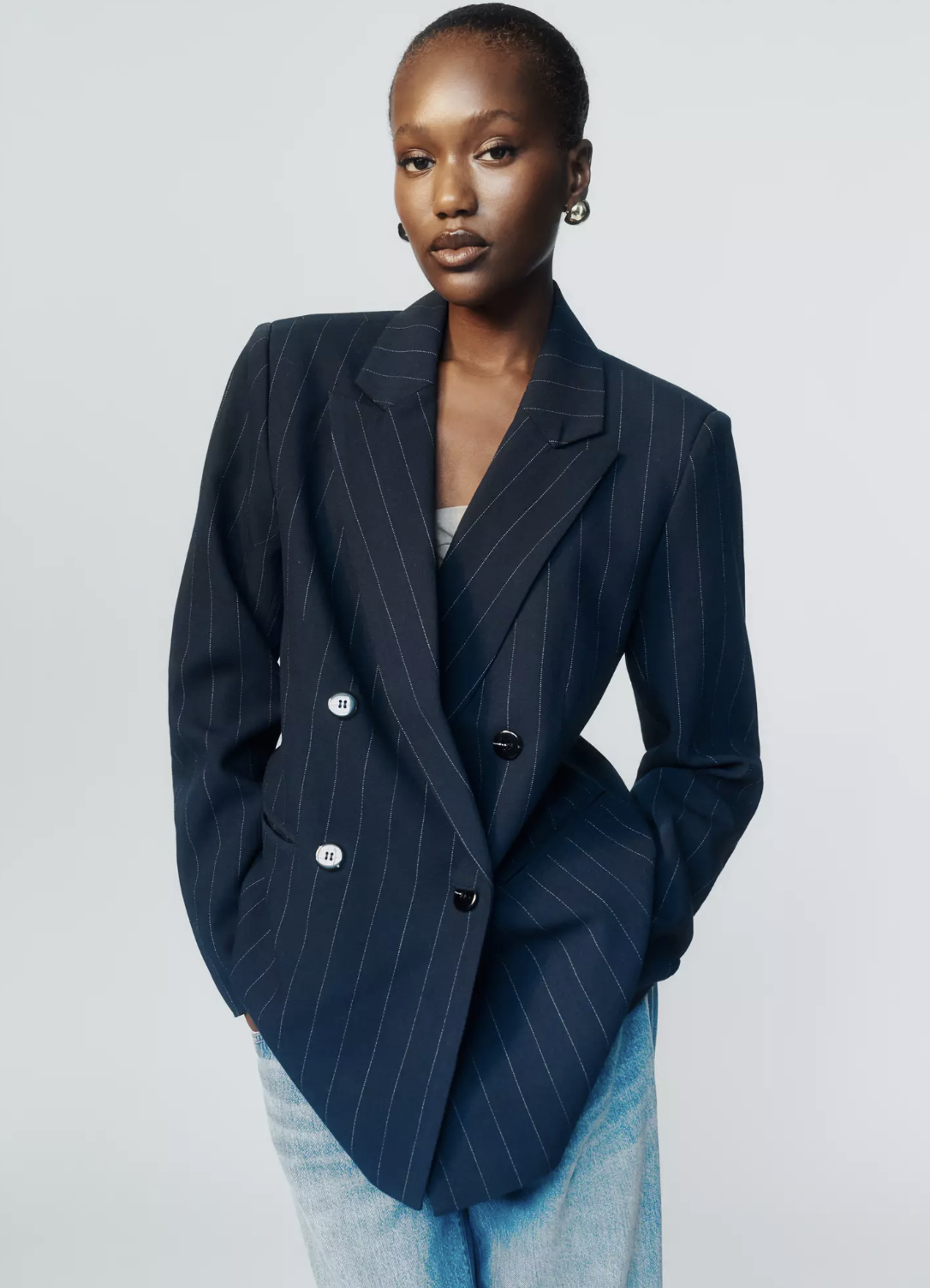 Maeve pinstripe blazer from Anthropologie for fall