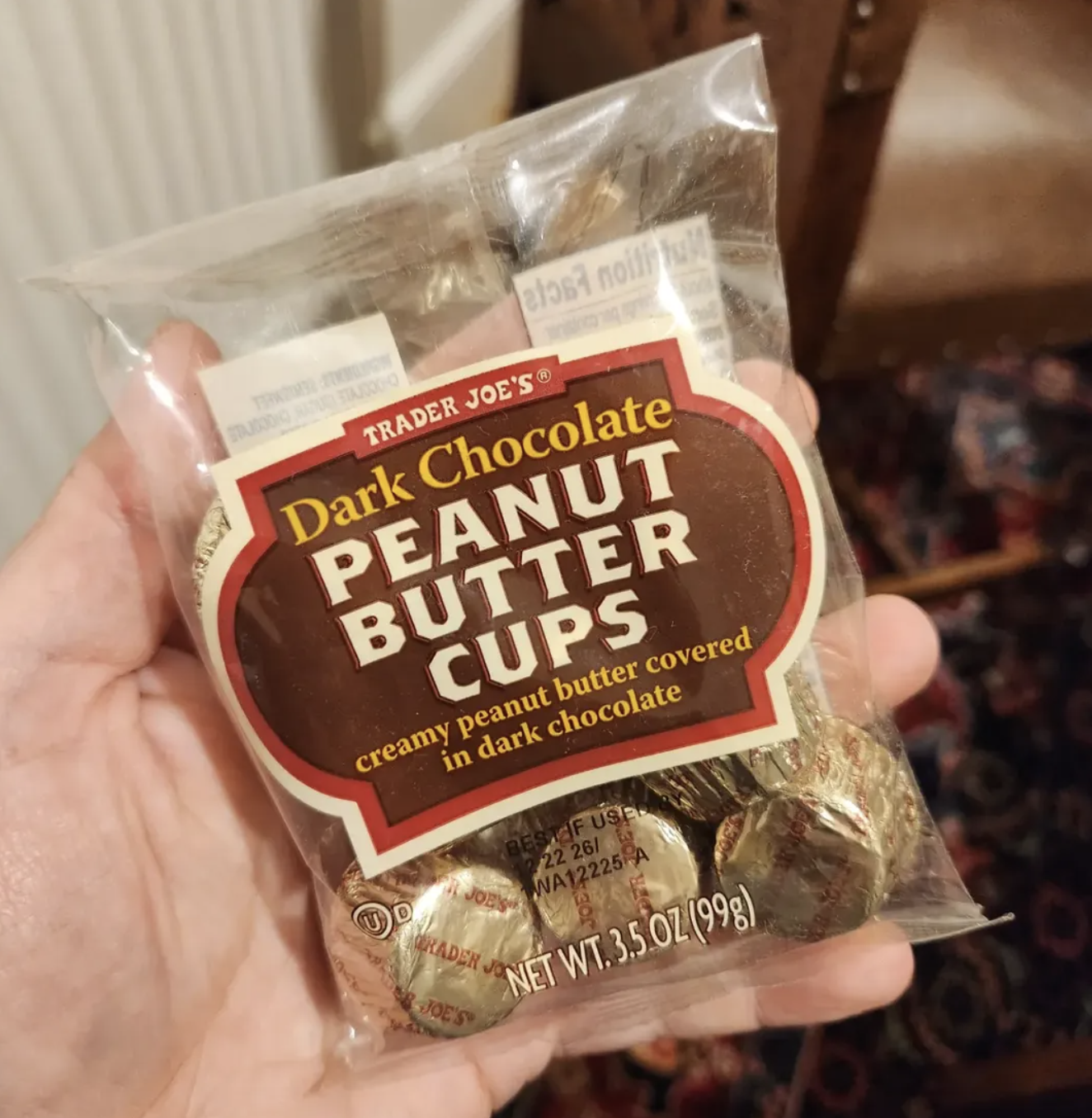 Trader Joe's Dark Chocolate Peanut Butter Cups on a plate