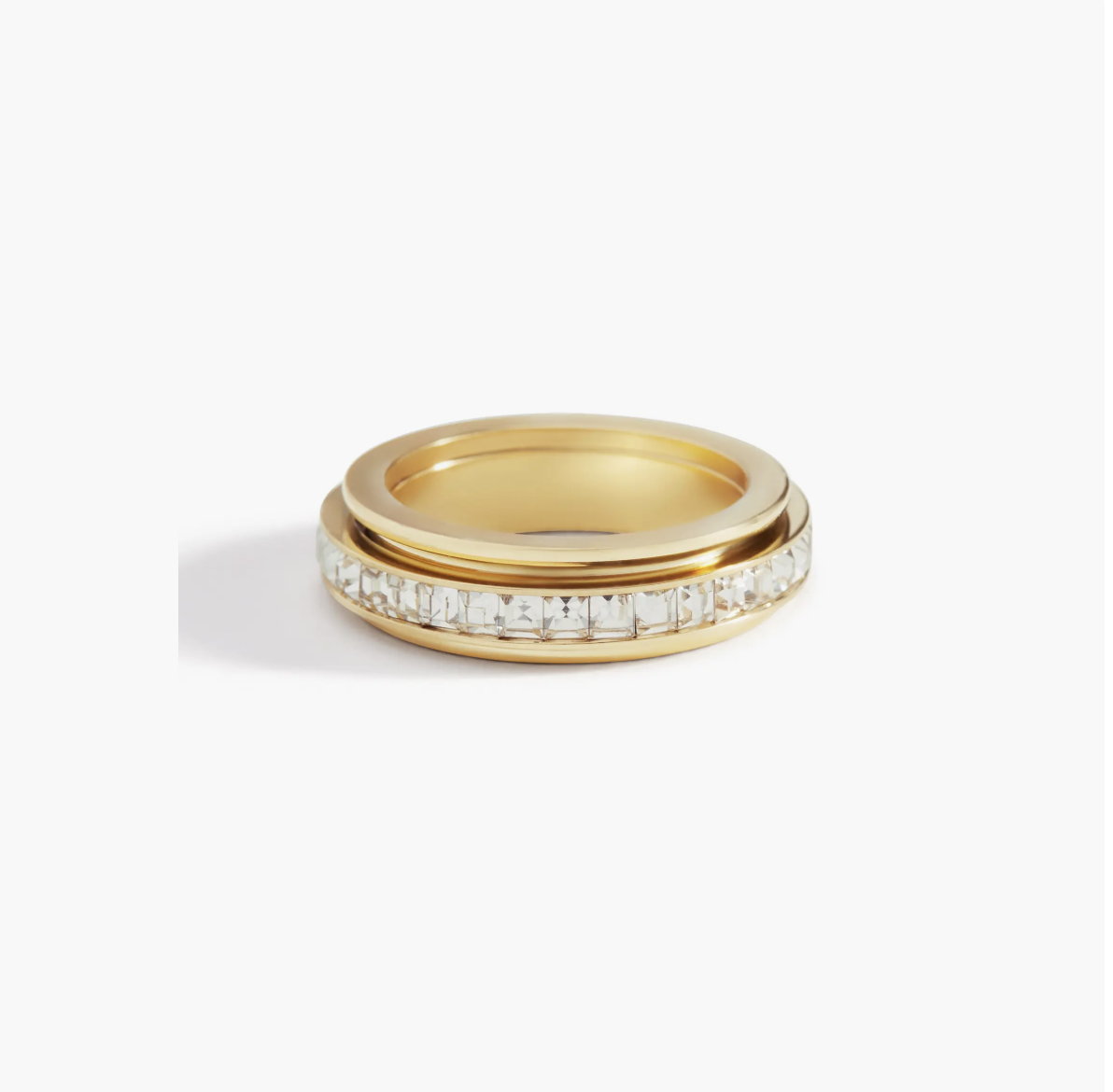 Mint & Lily Crystal Statement Spinning Fidget Ring, Gold Tone
