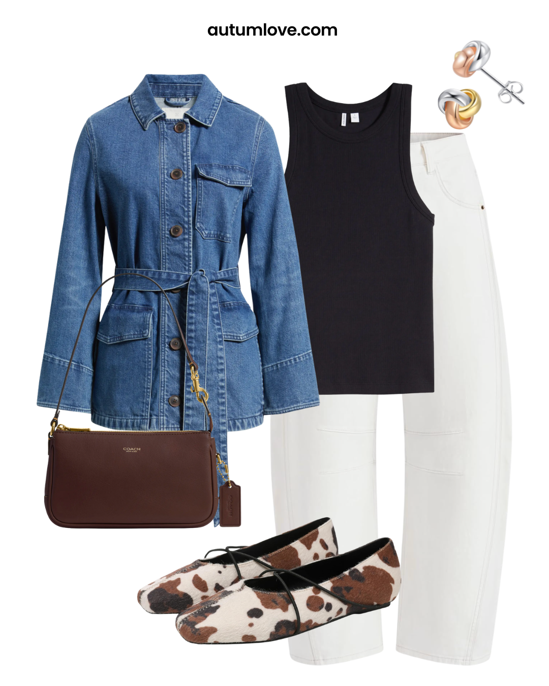 Modern Mary Jane ballet flats styled with cropped barrel jeans to highlight the ankle.