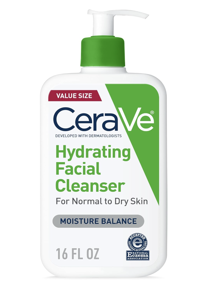 CeraVe Hydrating Facial Cleanser pump bottle for normal to dry skin.