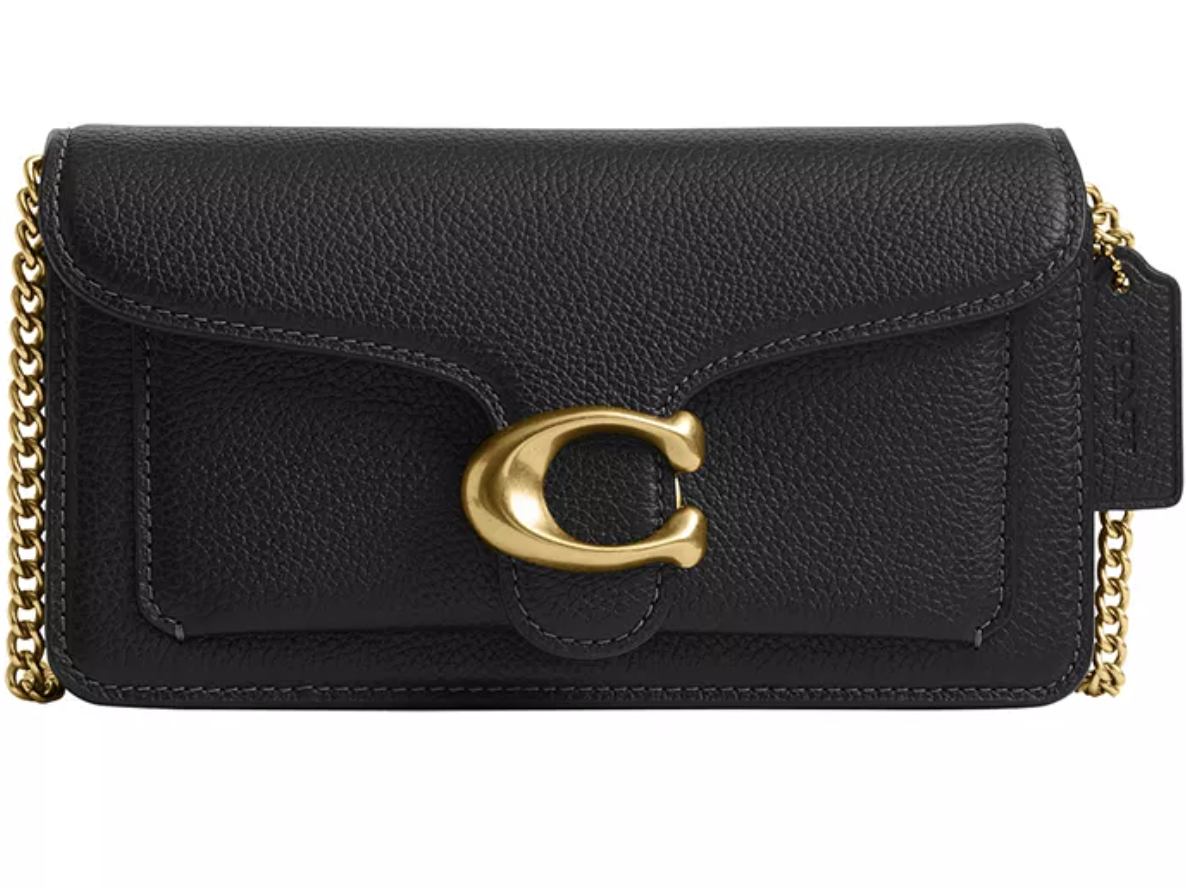 COACH Tabby Mini Pebble Leather Chain Crossbody Bag 19