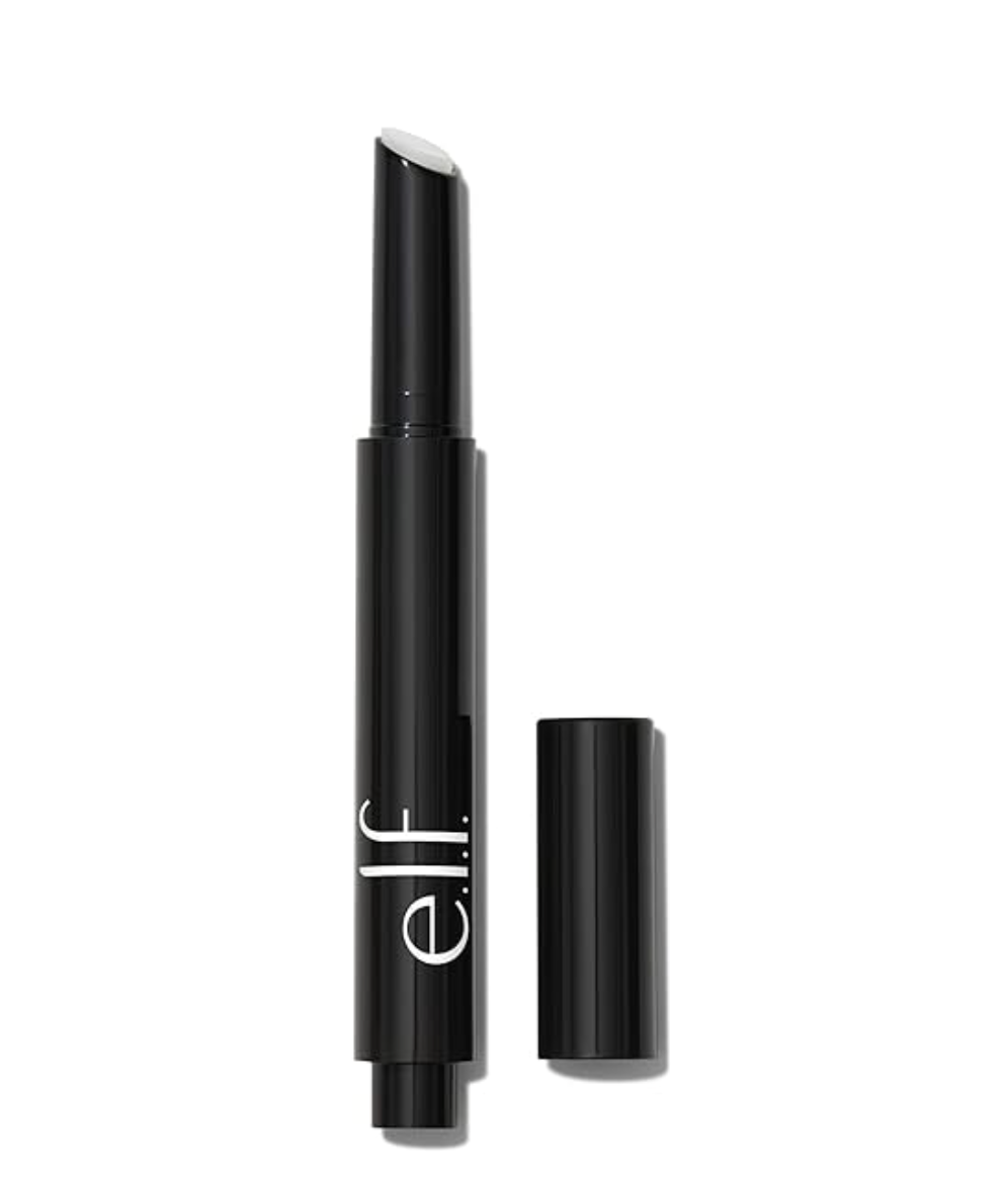 A black e.l.f. Pout Clout Lip Plumping Pen shown with the cap off next to the click-pen applicator.