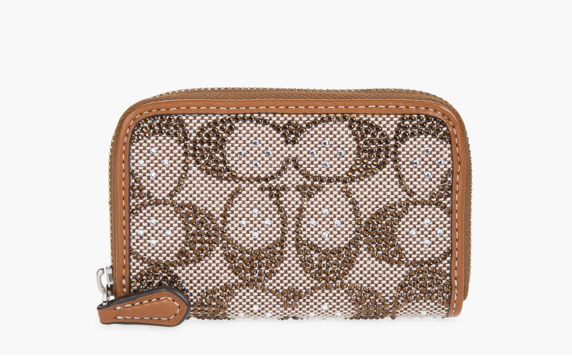 COACH Crystal Signature Jacquard Card Holder, B 4 Mushroom