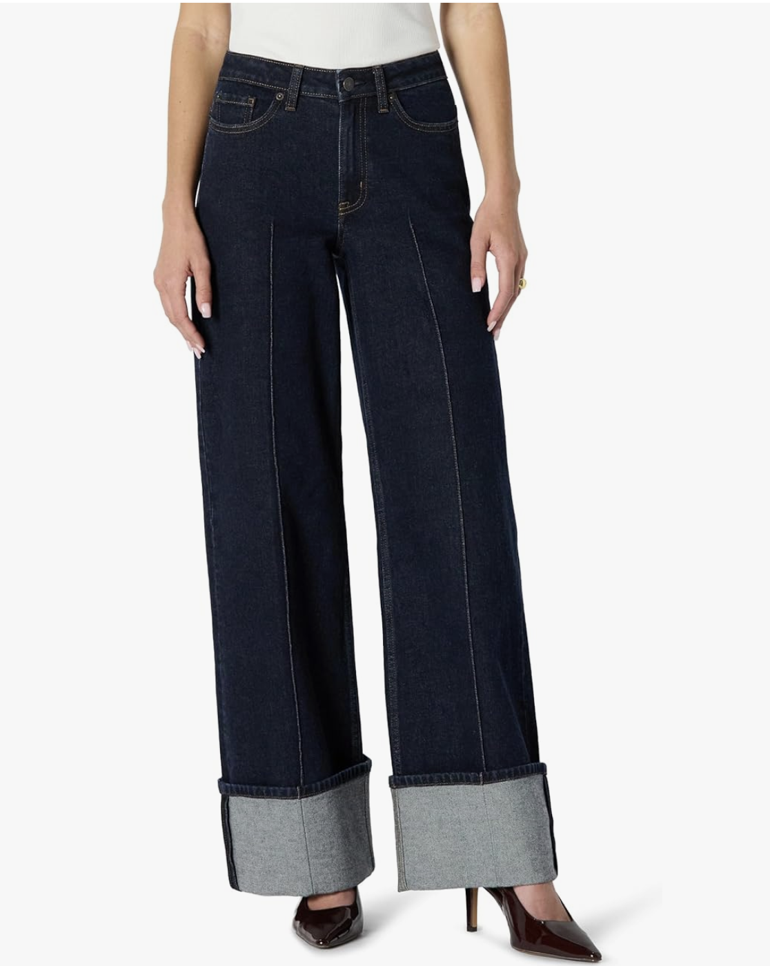 High-Rise Wide Leg Cuffed Jean