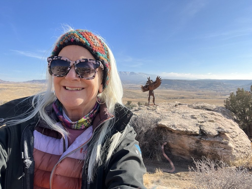 Sky Village selfie / Eagle Dancer photobomb, December 2023.