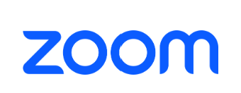 Zoom logo in blue text