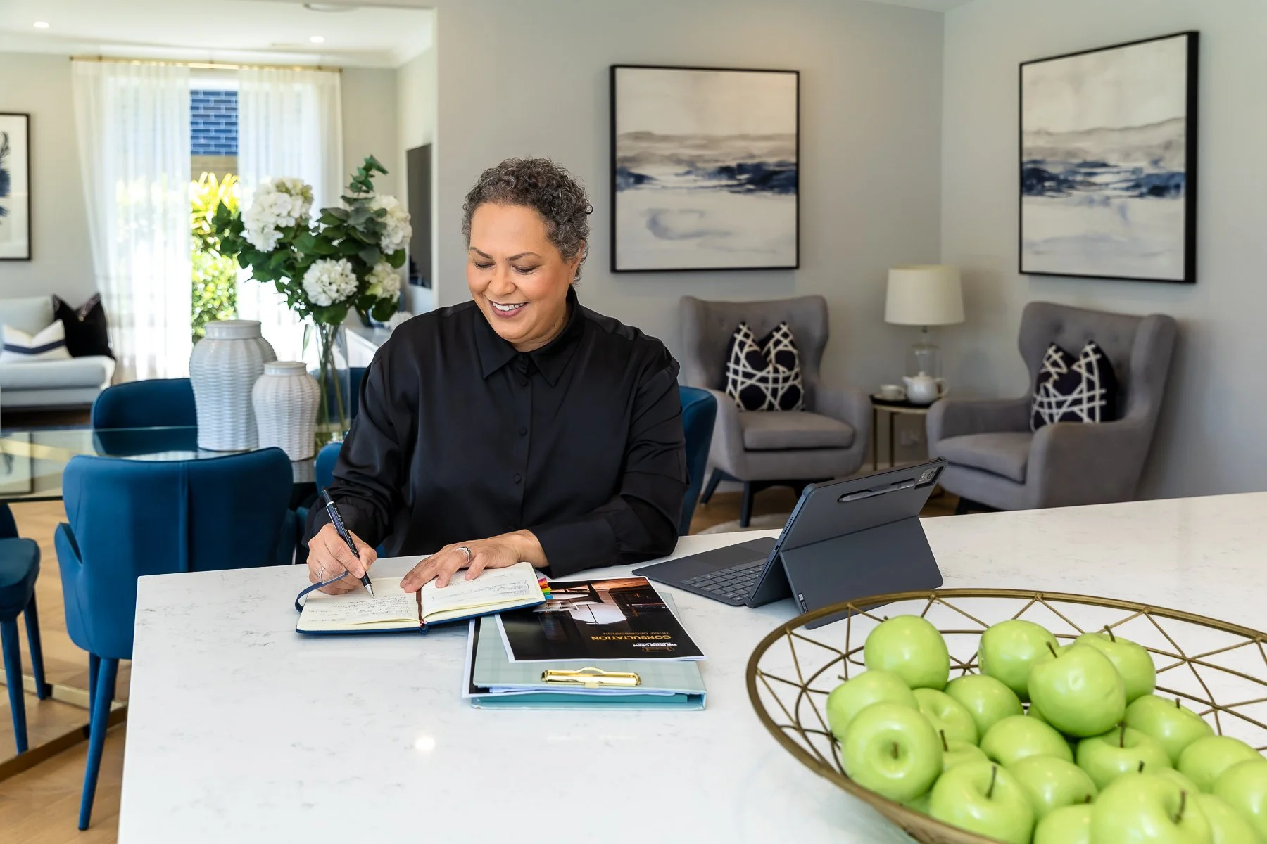 Kitchen bench workspaces in display homes in Box Hill make for amazing branding photography locations