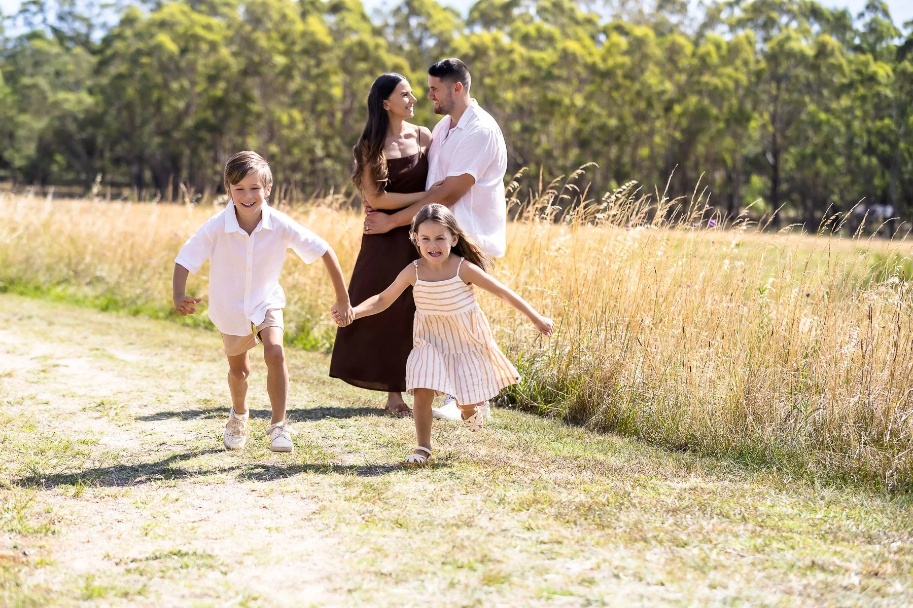 A family photoshoot at Rouse Hill Regional Park in Sydney's Hills District