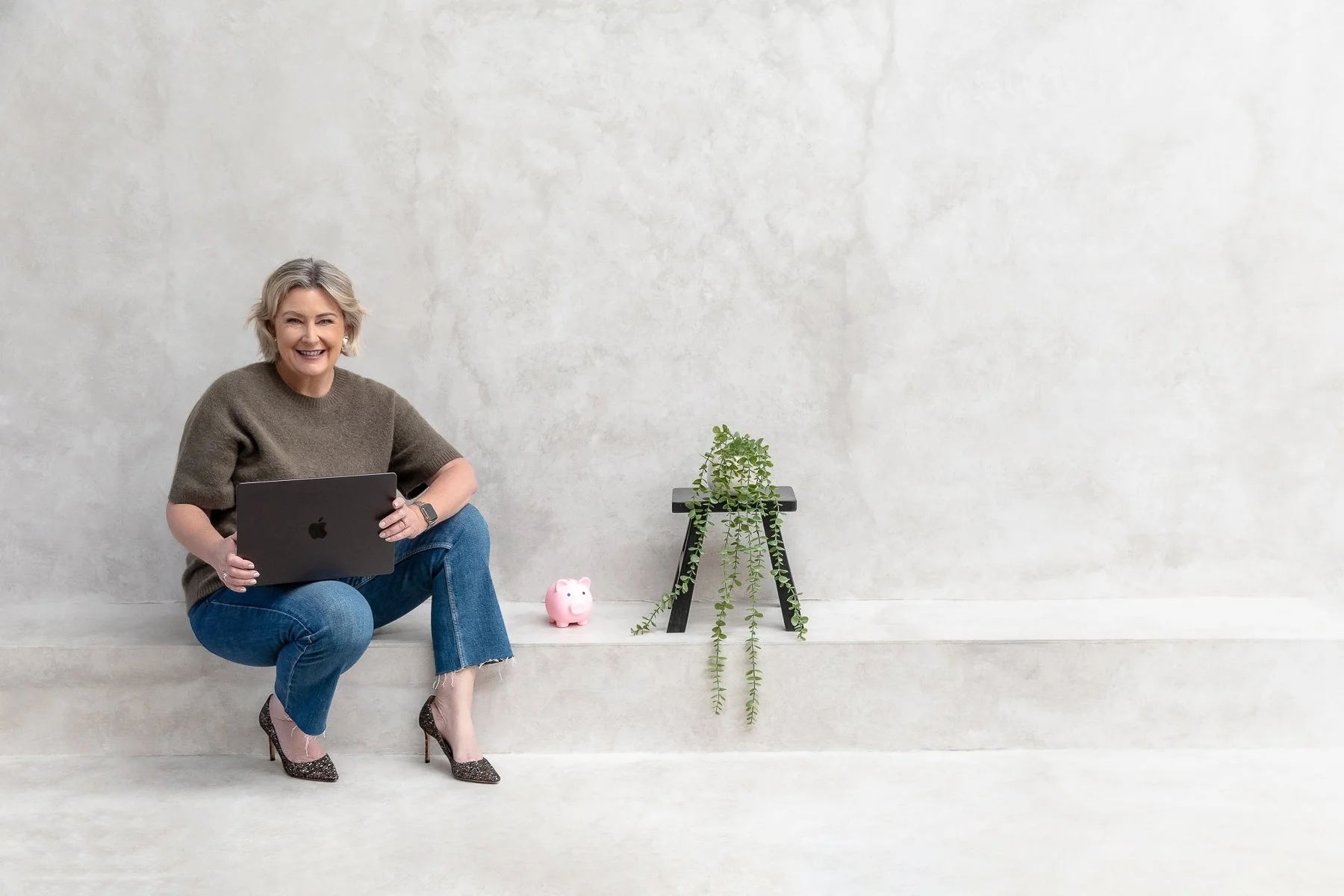 Steps with a mable look background in Different Agency in Alexandria, Sydney is a great space for a branding photoshoot