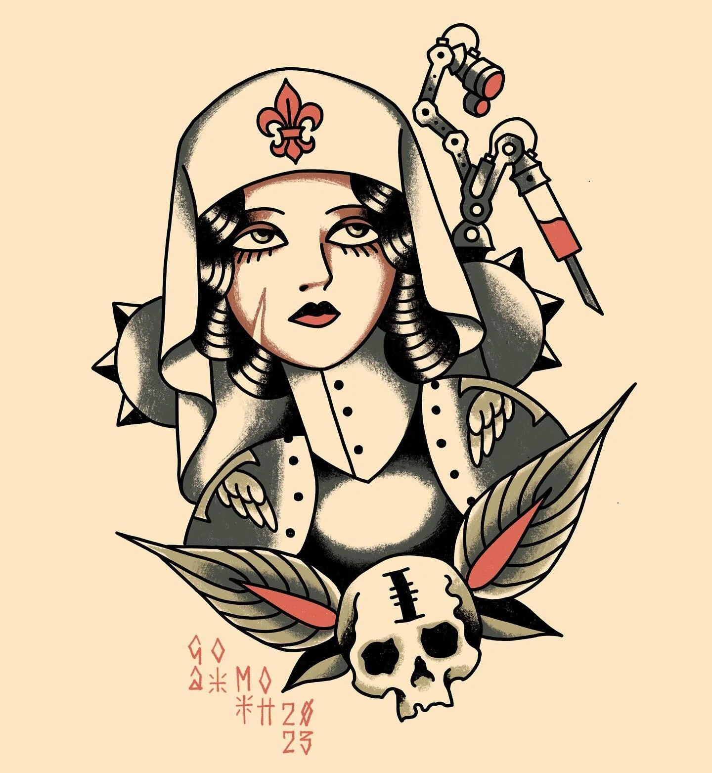 Available to tattoo.  www.goatmothtattoo.com