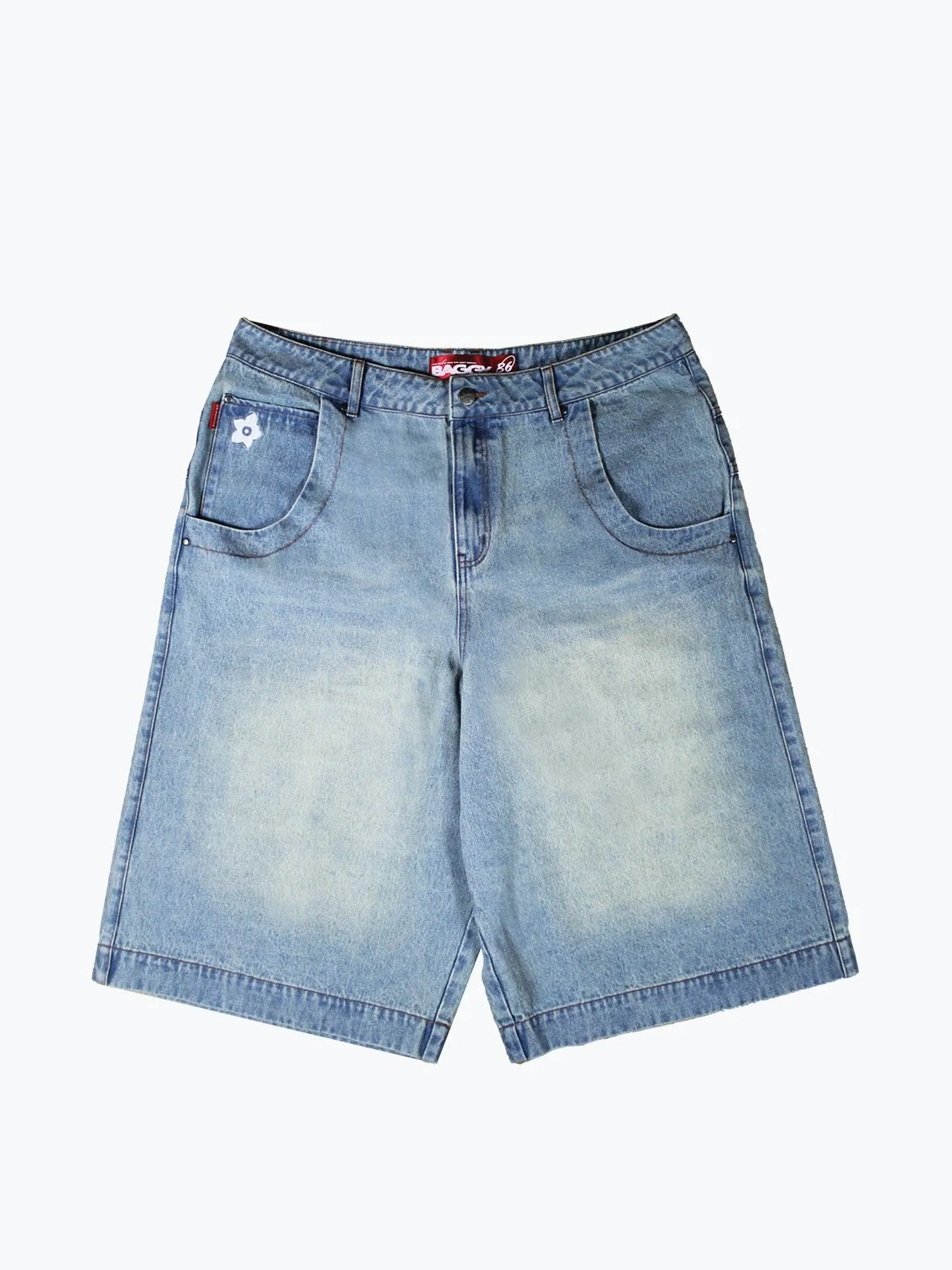 wide leg jorts, light wash