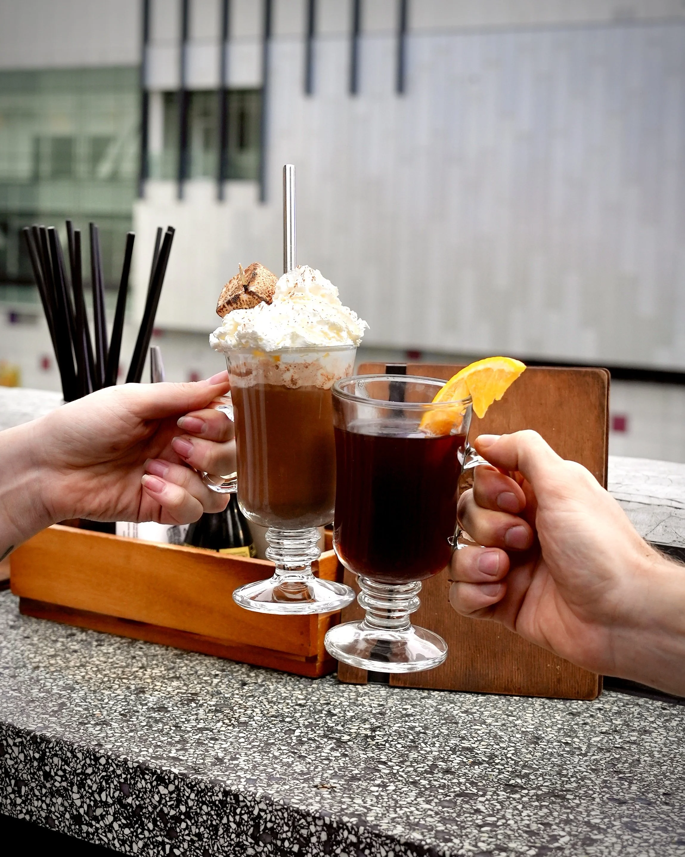 Hot chocolate and winter drinks at Goldilocks Rooftop Bar in Melbourne CBD, with toasted marshmallows coming soon.