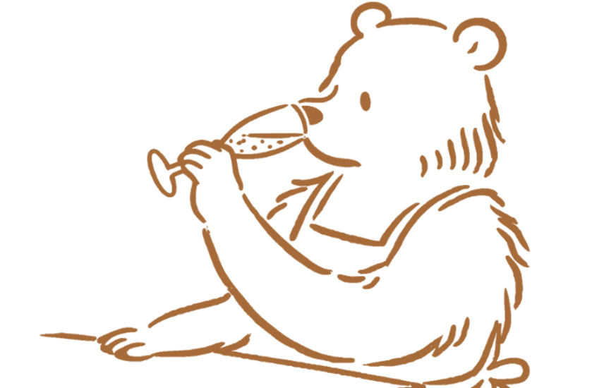 Relaxed bear illustration for Three Bears Boozy Brunch at Goldilocks Rooftop Bar in Melbourne CBD.