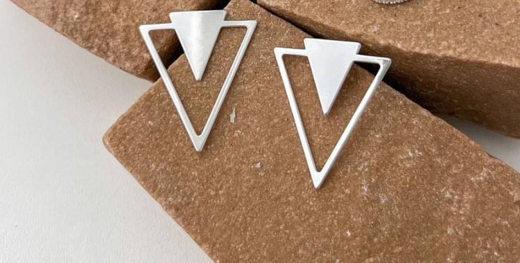Double Triangle Earrings 925 Sterling Silver