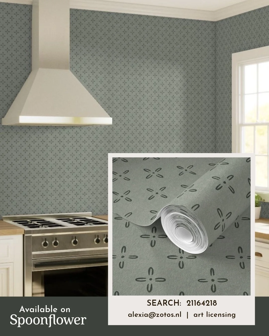 Special inyl wallpaper for in the kitchen, get it @spoonflower
