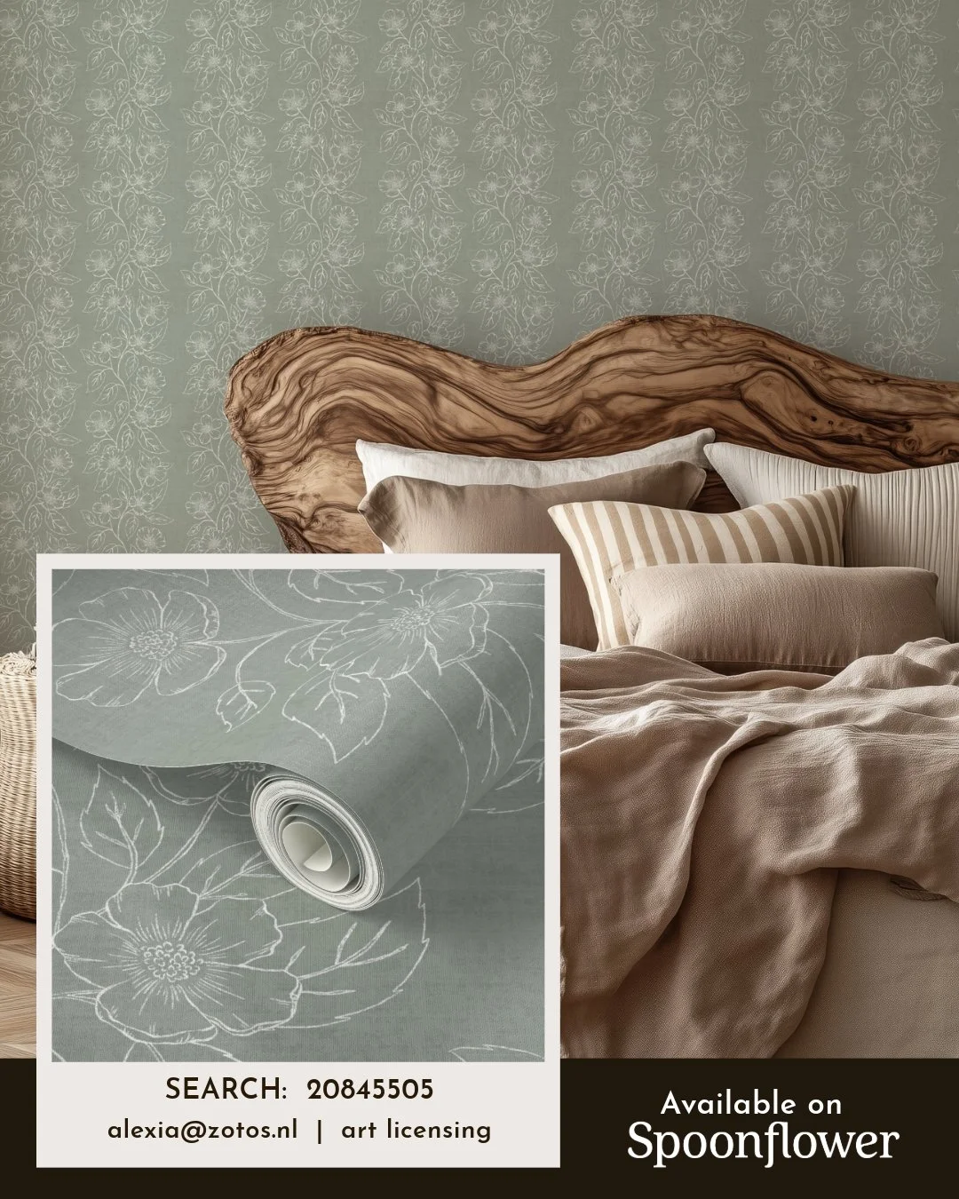 I would love a natural look for my bedroom but in experience it costs more than you'd think...

Luckily Spoonflower has a less expensive option for their wallpaper and with the right design (ahem, mine, cough) it can steel feel fancy AF!

Search for 