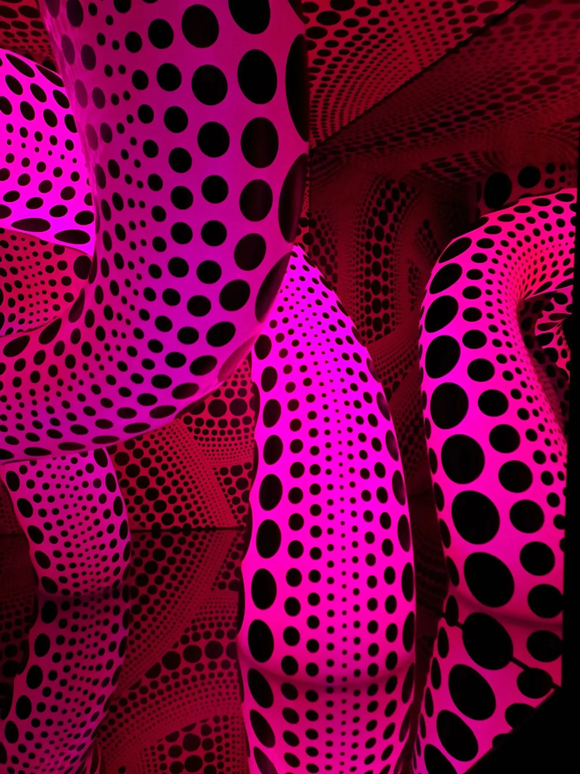 Neon pink and black art installation in Japan.