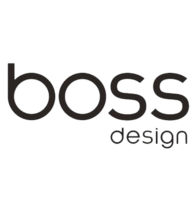 Logo with the words 'boss' in large black letters and 'design' in smaller gray letters underneath.