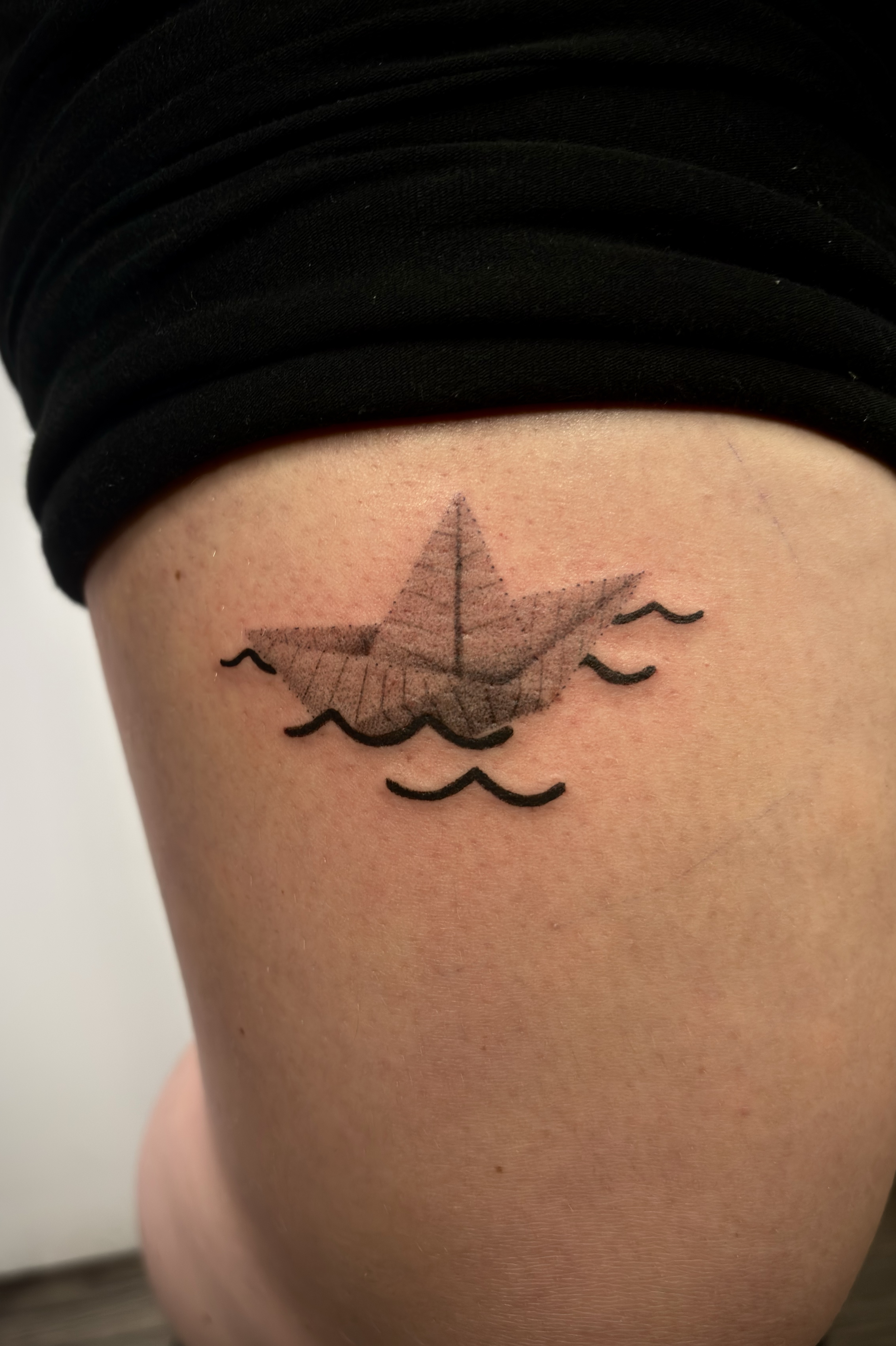 paper boat done by our artist Samuele testa at banjaxed ink irelands best tattoo studio