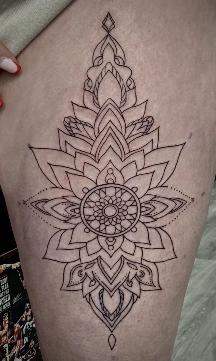 Cute fineline mandala tattoo done by ceidi corbally at banjaxed ink tattoo studio dublin ireland fine line