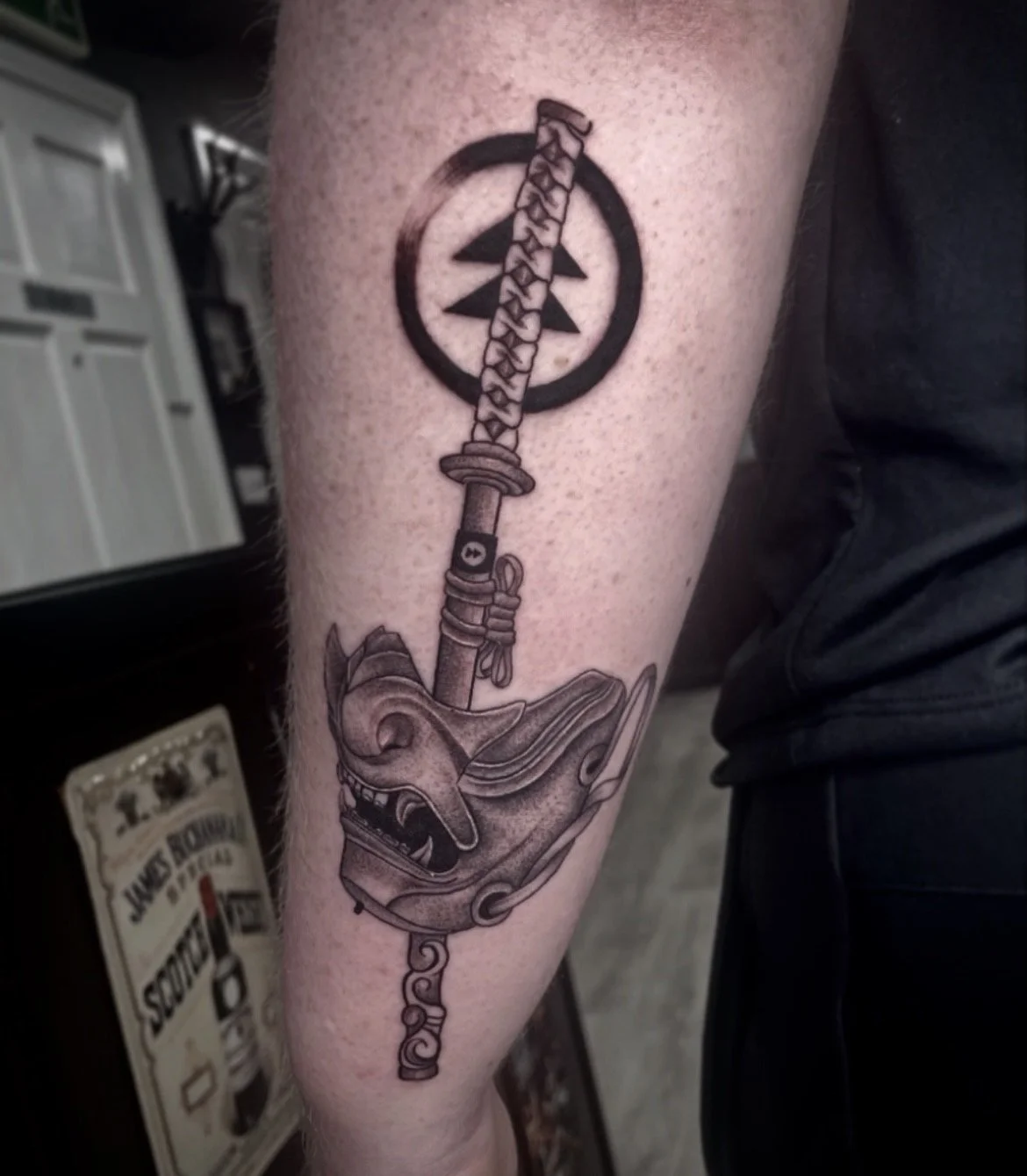 Cute fineline samurai katana tattoo done by ceidi corbally at banjaxed ink tattoo studio dublin ireland fine line
