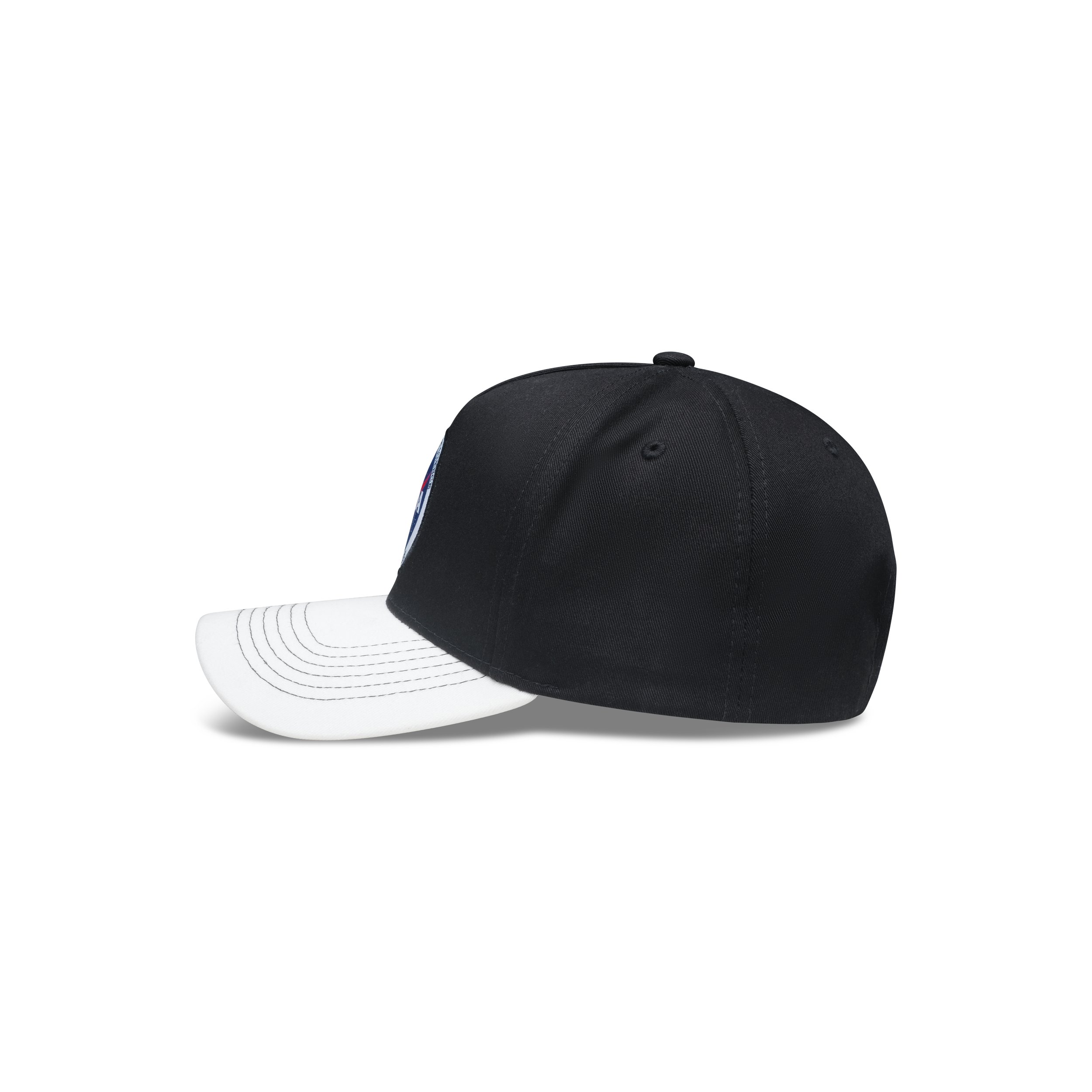 Frontplay_Baseball Cap A-frame_Side View Left_Black,Off white,Royal.jpg