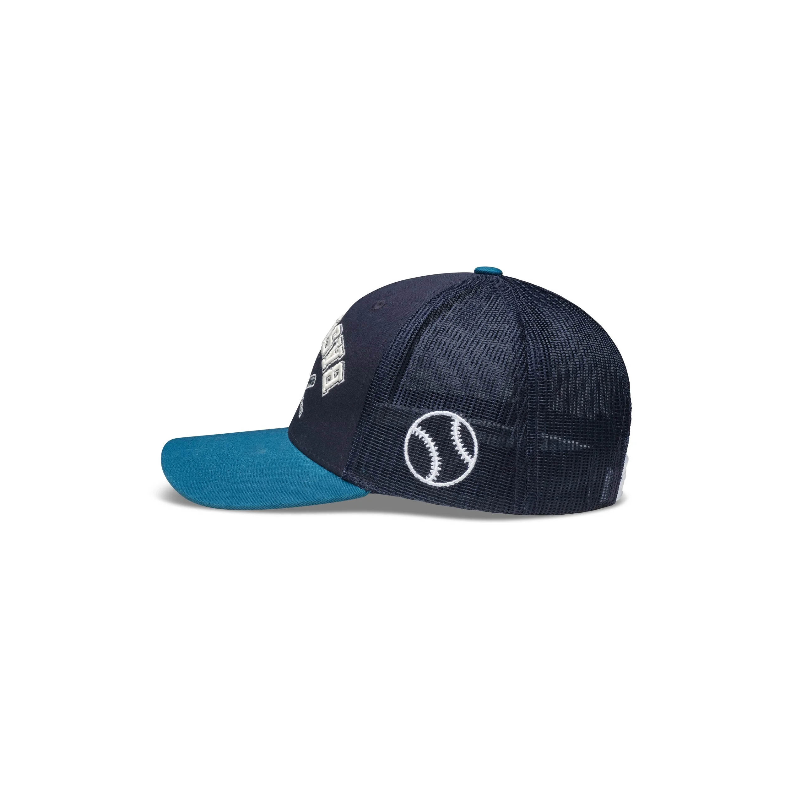 Frontplay_Baseball Cap Low Mesh_Said View Left_Navy (front panel + mesh), DK Teal SL#51.jpg