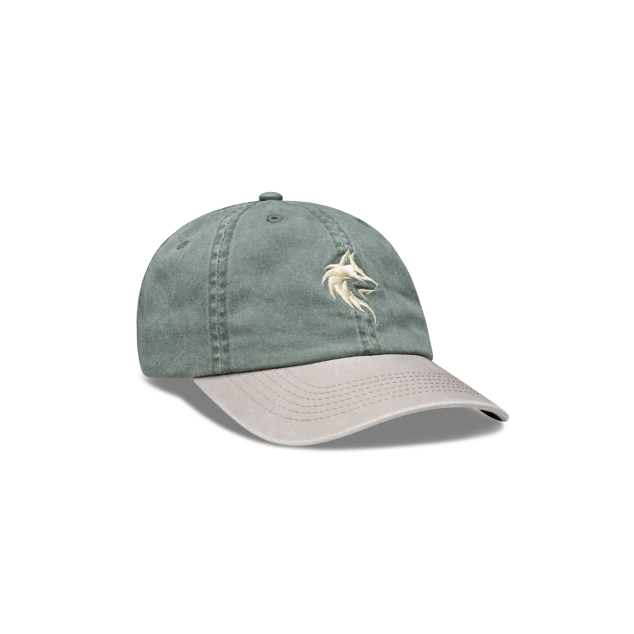 Frontplay_Dad cap_Front Right View_DK Green, Stone.jpg