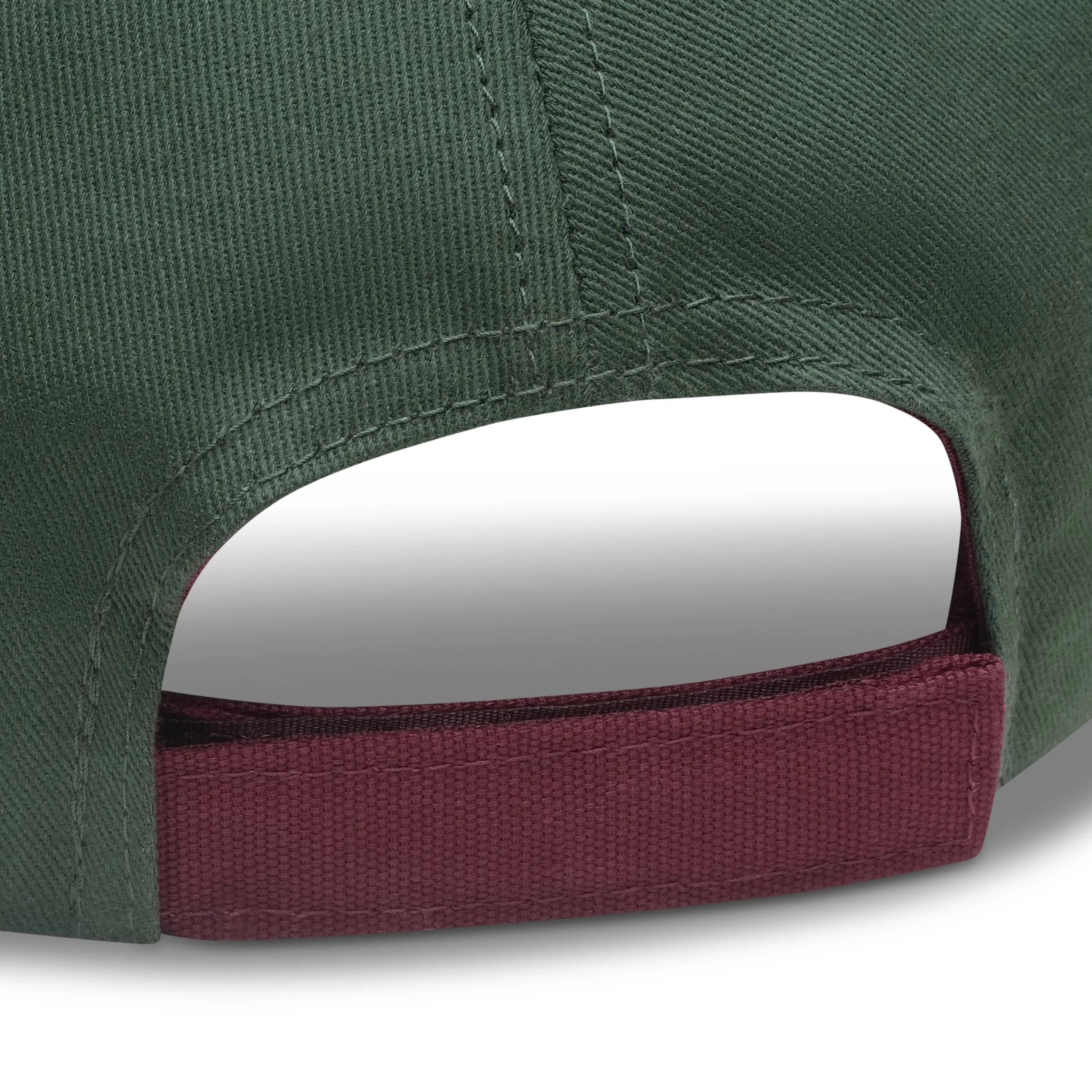 Frontplay_Baseball Cap Mid_Detail04 _FG Green (Cotton), Burgundy (Canvas).jpg