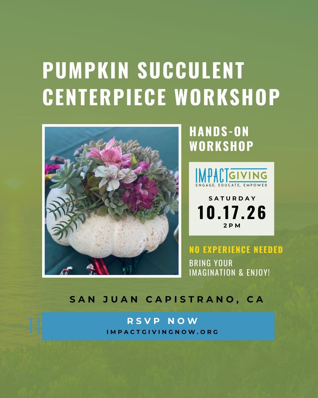 Fairy Pumpkin Succulent Centerpiece Workshop