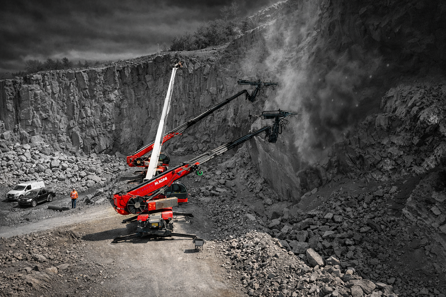 Anleggsmaskiner og spesialmaskiner fra Magni, Jekko og CD4200 med teleskoptrucker, lifter, trucker og løfteutstyr for industri, offshore og maritimt arbeid, samt fjellsikring levert av Correct Maskin