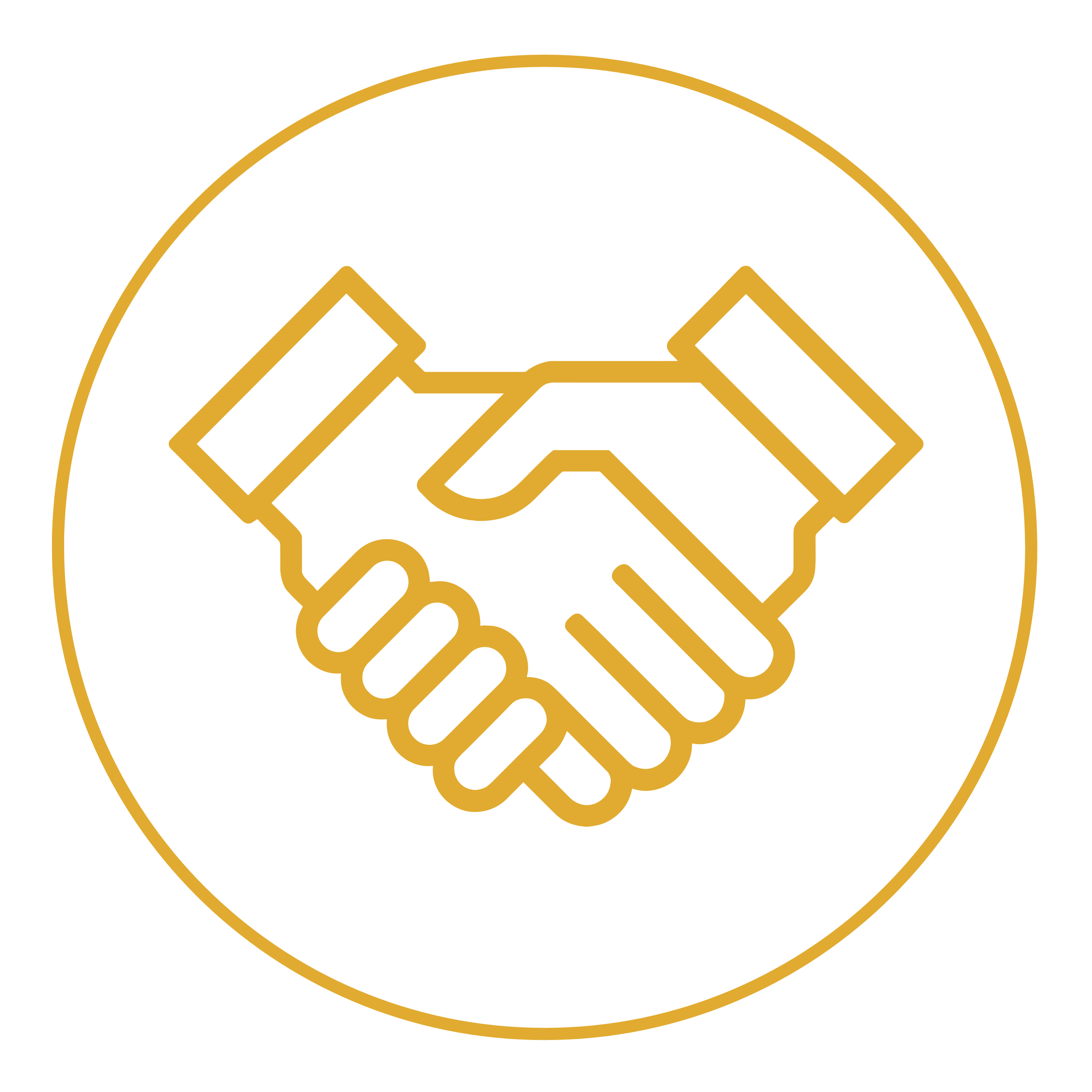 Step 03. Handshake icon representing a smooth transition and hand-off to the next permanent independent school leader.
