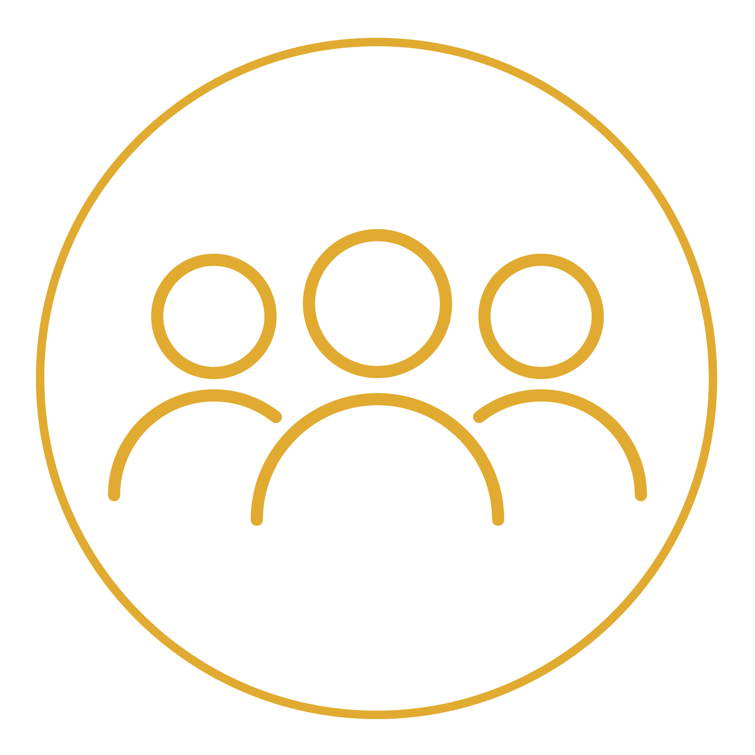 Step 01. Icon of a group of people representing the stabilization of a school community and restoration of confidence.