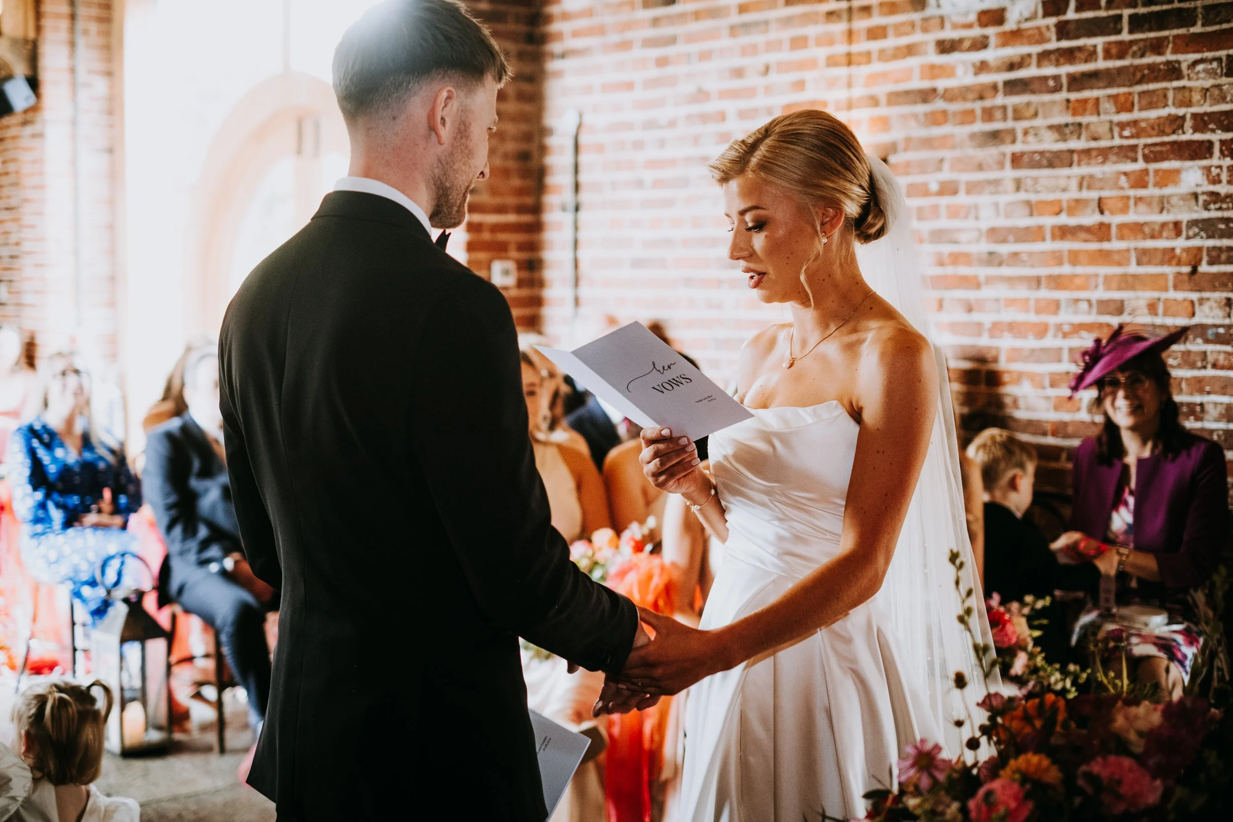 A bride and groom share their own personalised wedding vows at their celebrant wedding with Michelle Park Celebrant