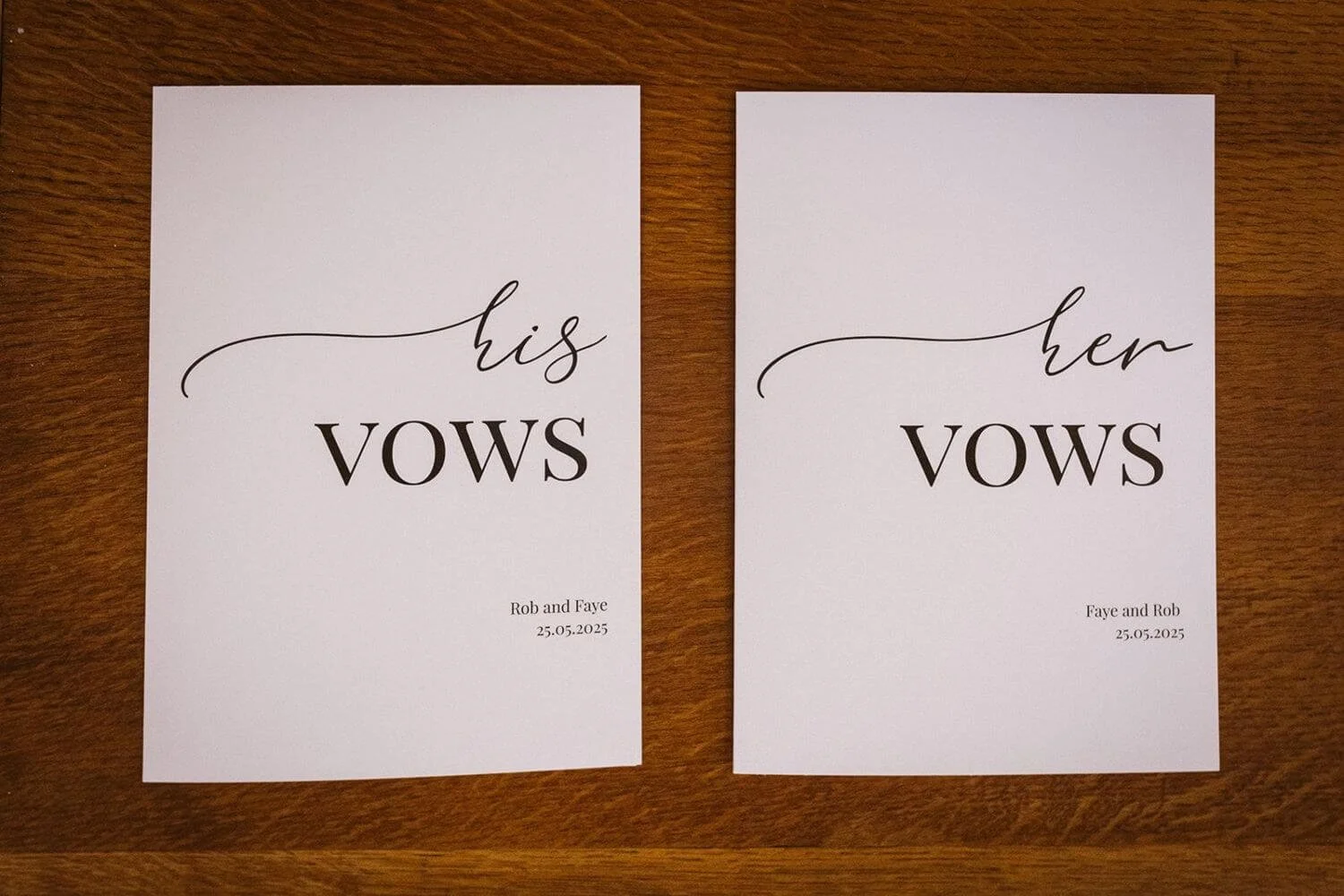 Wedding Vow booklets for a bride and groom at their celebrant wedding with Michelle Park Celebrant