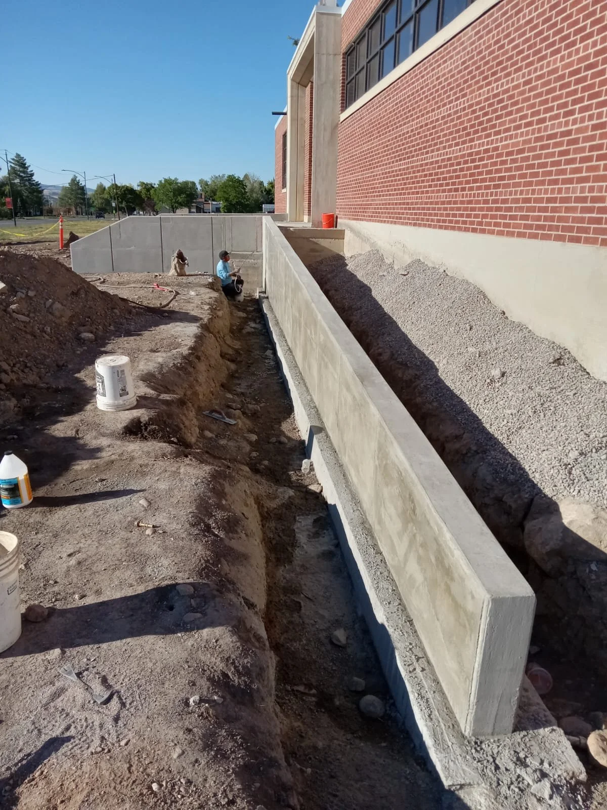 Architectural concrete retaining wall and ADA ramp wall in Mt. Pleasant, Utah