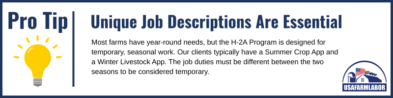 H-2A Visa Program Pro Tip Unique Job Descriptions Are Essential