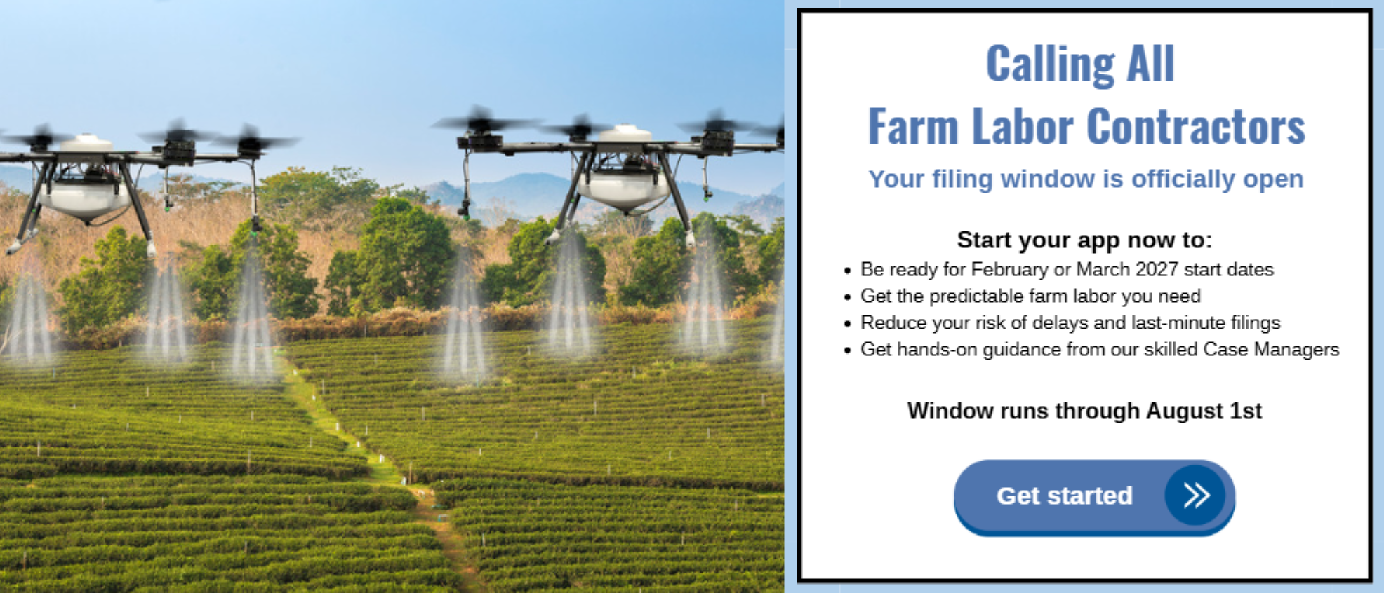 Farm Labor Contractor H2A program filing window
