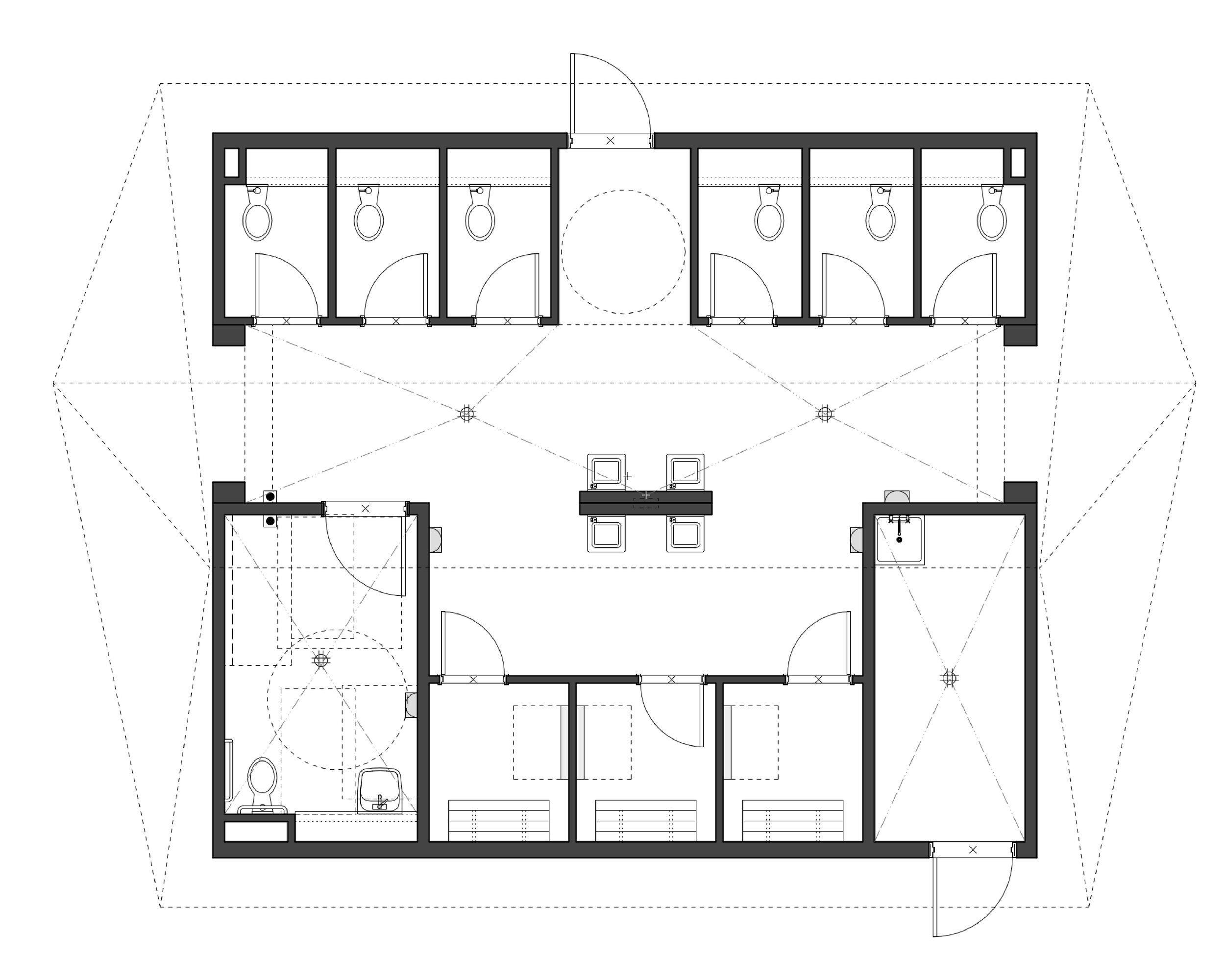 Drawing plan of accessible washroom.