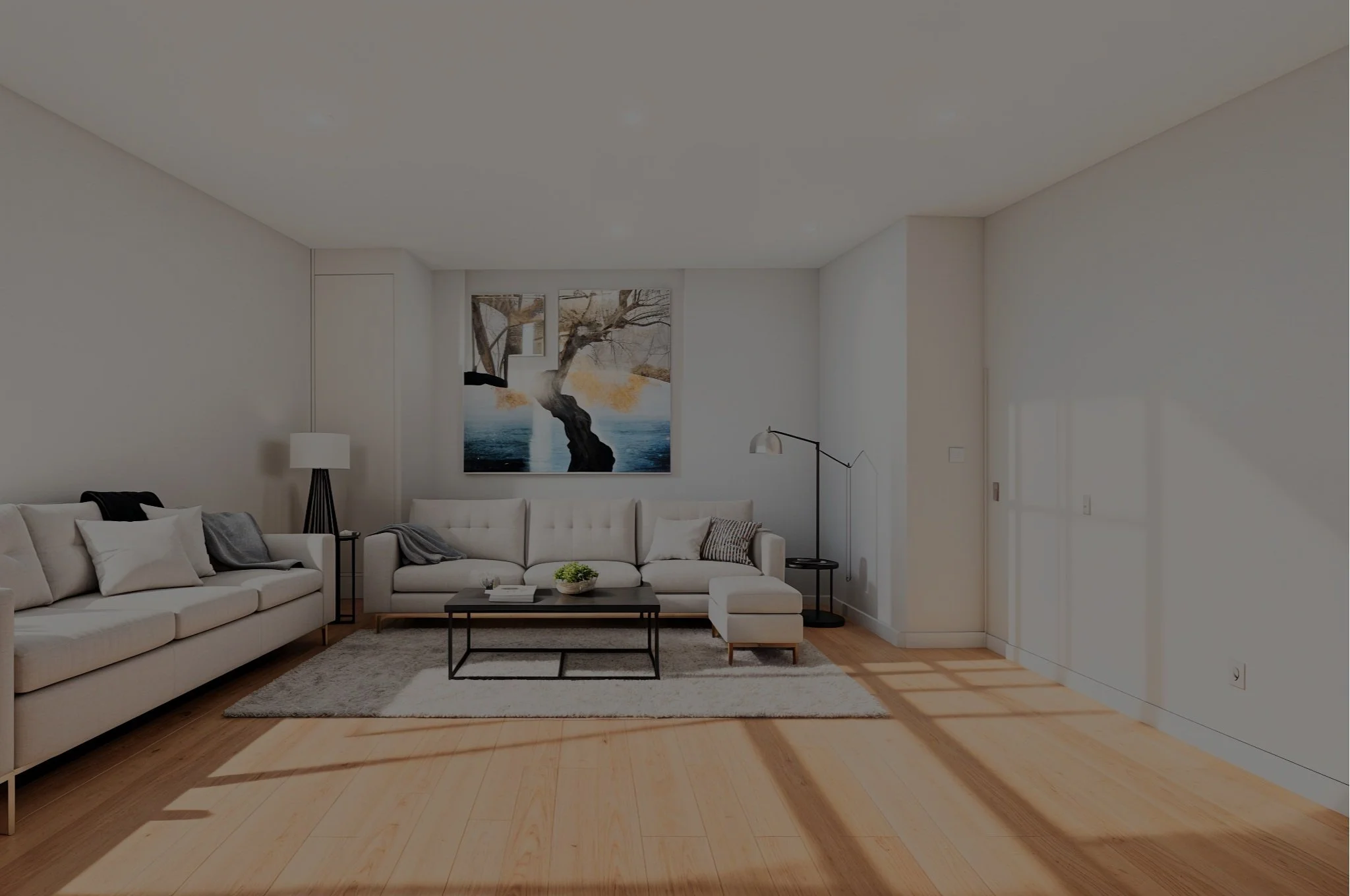  Expansive open-plan living areas with laminate flooring and large casement windows offer a bright and airy ambiance. 