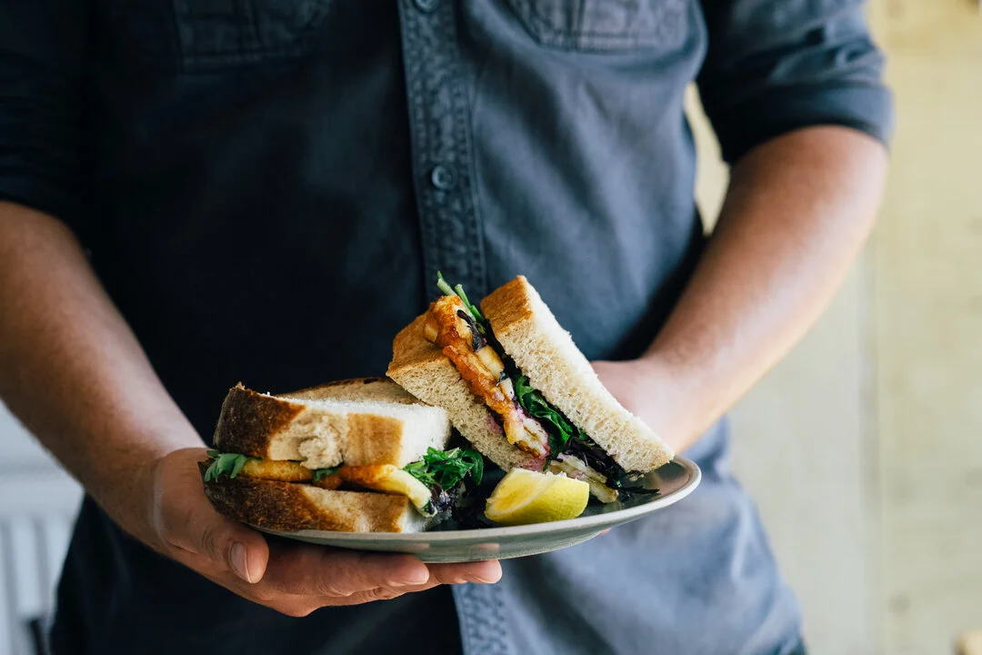 Our local halloumi, salad greens &amp; lemon sandwich. Zingy, salty and super fresh, order one the next time you're here for lunch.