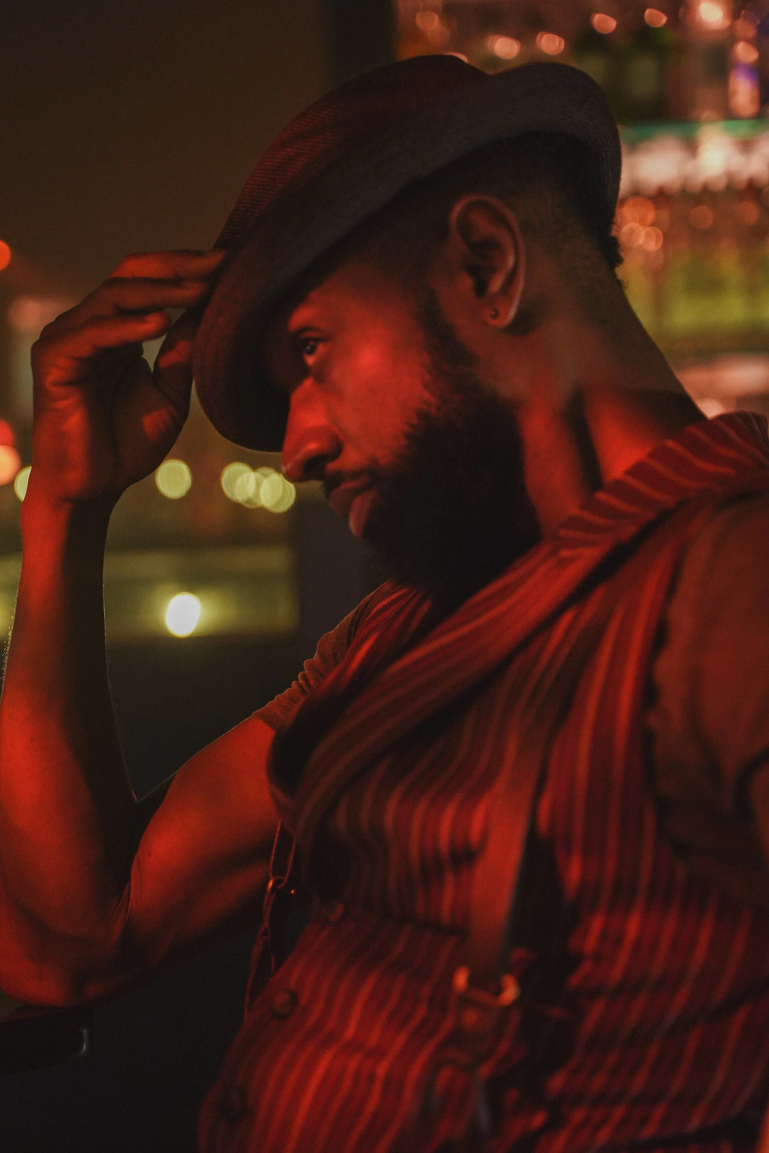 Lady Be Good Actor Portrait With Hat Down And Red Light